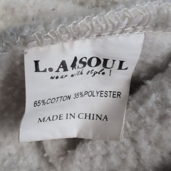 LA Soul Bicycle Print Sweatshirt Women's Grey Fleece Pullover Roses Medium - Picture 7 of 12